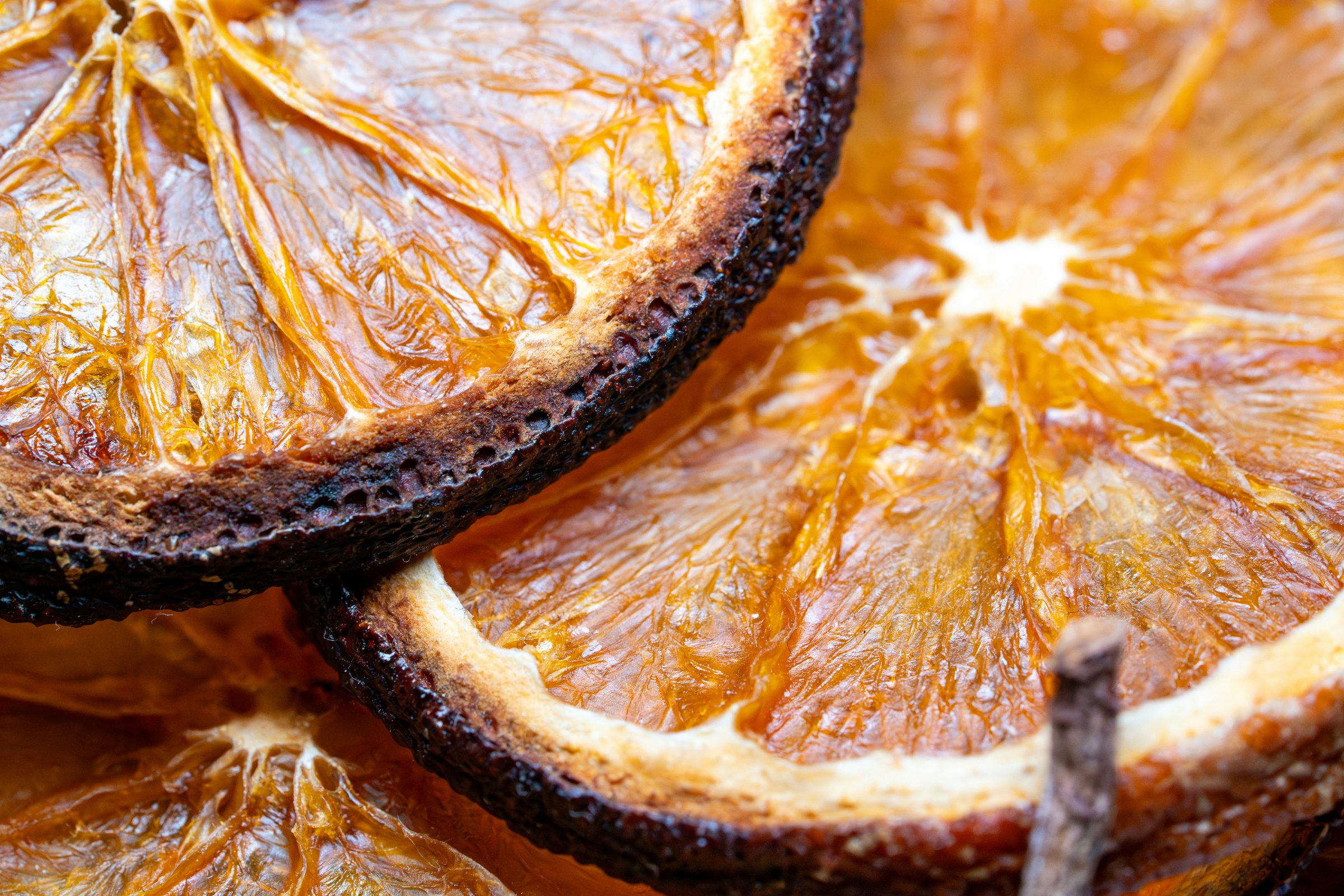 Dried orange slices in close detail